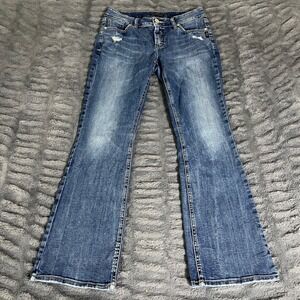 Silver Jeans Elyse Slim Boot Blue Denim Distressed W29 L31 L03601SSX287